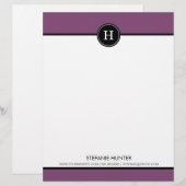 De Lettre Avec Motif En-tête du monogramme noir et pourpre (Devant / Derrière)
