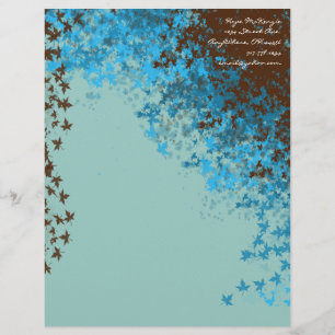 De Lettre Avec Motif En-tête Feuille Brown et bleu Aqua