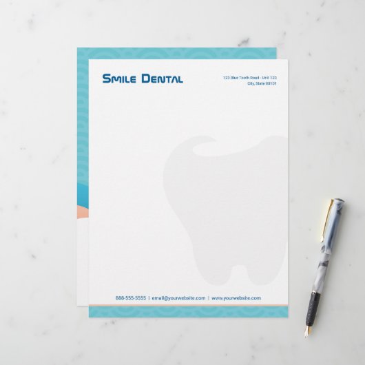 De Lettre Clinique dentaire | En-tête du bureau des services (Devant/Arrière en situation)