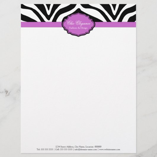 De Lettre Customisable En-tête d'impression Zebra élégant (Devant)
