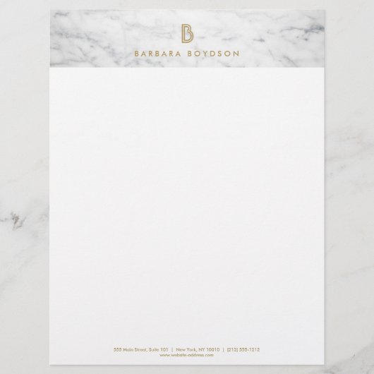 De Lettre Customisable EN-TÊTE DU DESIGNER INTÉRIEUR Marbre blanc (Devant)