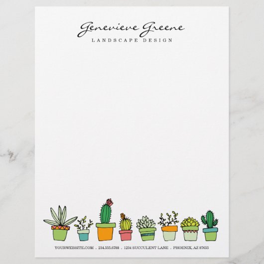 De Lettre Customisable En-tête Succulent Garden (Devant)