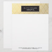 De Lettre Customisée En-tête Chevron Faux noir et or (Devant / Derrière)