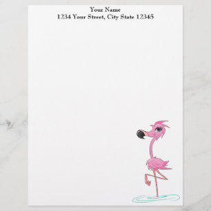 De Lettre Customisée Flamant rose rose en papier à en-tête Customisé