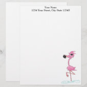 De Lettre Customisée Flamant rose rose en papier à en-tête Customisé (Devant / Derrière)