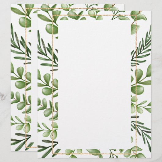 De Lettre Élégant en-tête à lettres florales (Devant / Derrière)