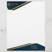 De Lettre Elégant en-tête modèle bleu & or moderne (Devant)