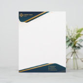 De Lettre Elégant en-tête modèle bleu & or moderne (Debout devant)