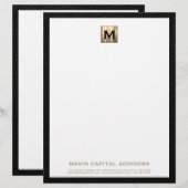 De Lettre Élégant Monogramme Or en-tête (Devant / Derrière)