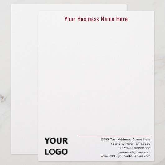 De Lettre En-tête commercial personnalisé avec logo et code  (Devant / Derrière)