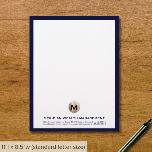 De Lettre En-tête du monogramme d'or professionnel