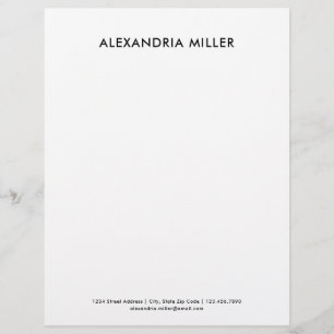 De Lettre En-tête minimaliste noir et blanc personnalisé