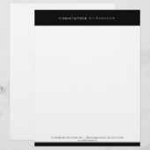 De Lettre EN-Tête MODERNE ET MINIMALE Noir/Blanc (Devant / Derrière)