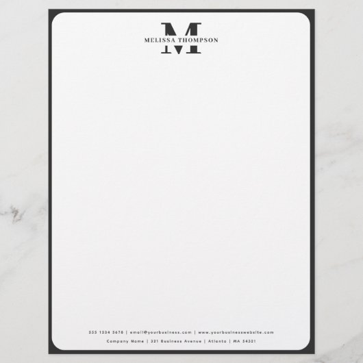 De Lettre En-tête monographique noir et blanc moderne (Devant)