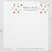 De Lettre Fleur sauvage Floral Nom du script en-tête moderne (Devant / Derrière)