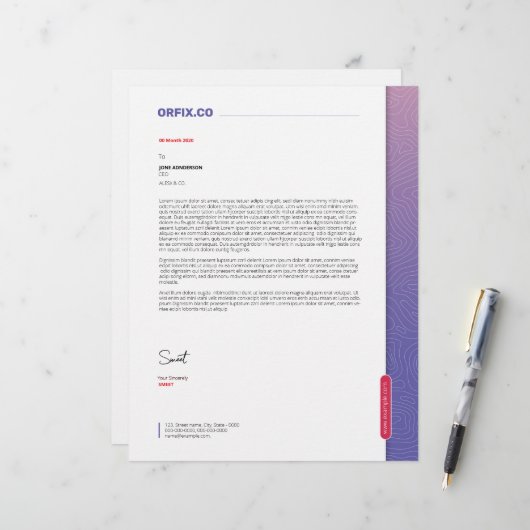De Lettre Modèle en-tête (Devant/Arrière en situation)