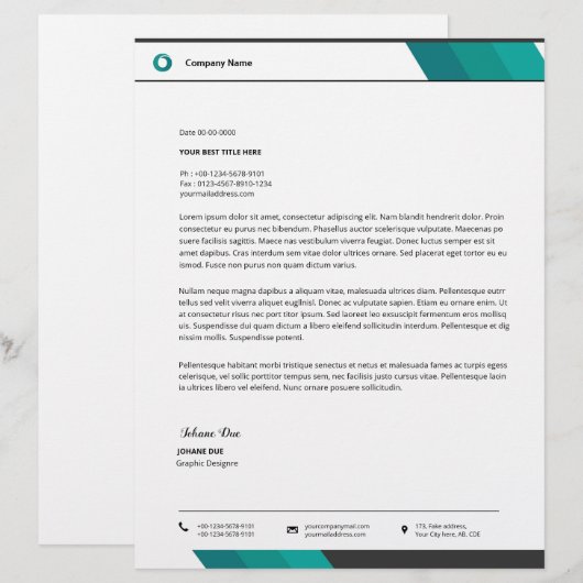 De Lettre Modèle en-tête (Devant / Derrière)