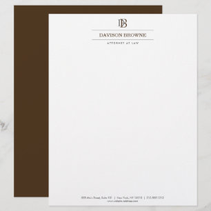 De Lettre Monogramme professionnel Brown sur en-tête blanc