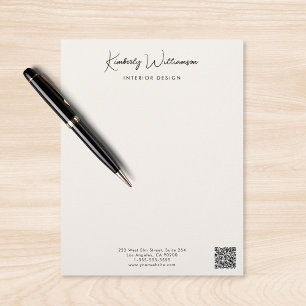 De Lettre Papier à en-tête crème avec QR Code et signature d