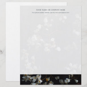 De Lettre Papier à en-tête floral élégant noir et blanc
