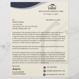 De Lettre Papier à en-tête immobilier Gris sur mesure