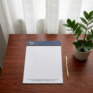 De Lettre Papier à en-tête Luxe Bleu Ardoise Or Agent Immobi