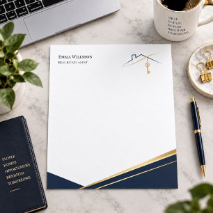 De Lettre Papier à en-tête Luxe Or Navy Moderne pour Agent I