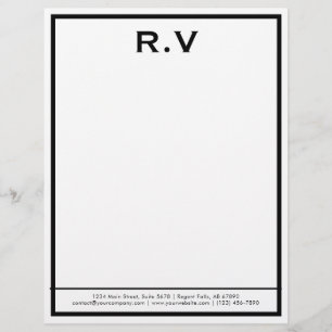 De Lettre Papier à en-tête moderne avec monogramme et bordur