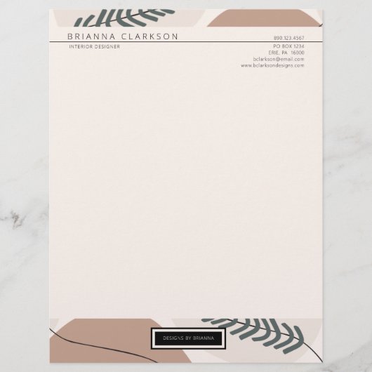 De Lettre Tons Terre Modernes En-tête Art Abstrait (Devant)