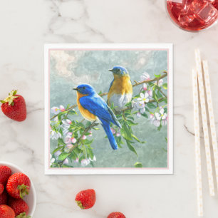 De leuke Blauwe Gele Waterverf van de Bloesem van Servet
