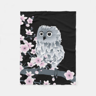 De leuke Bloesems van de Uil en van de Kers Fleece Deken