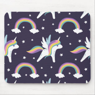 De leuke Eenhoorn van de Fee + regenbogen blauwe Muismat
