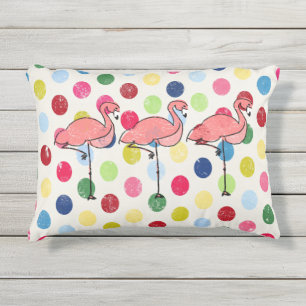 De leuke Funky Kleurrijke Stippen van Flamingo's Buitenkussen