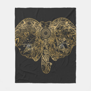 De leuke getrokken Henna van de Olifant hand Fleece Deken