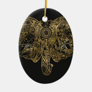 De leuke getrokken Henna van de Olifant hand Keramisch Ornament