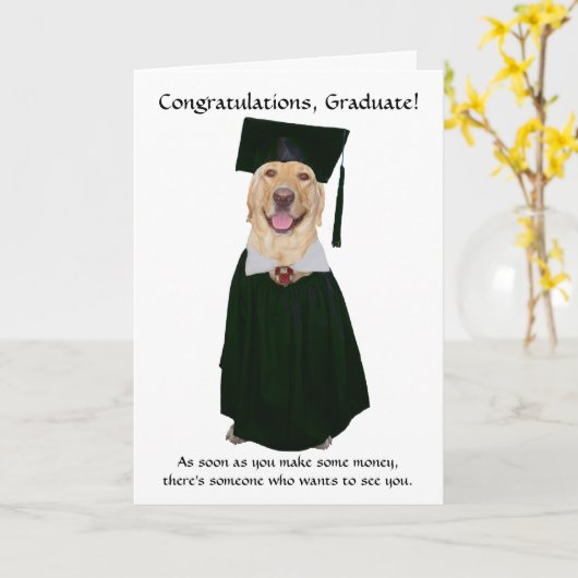 De leuke/Grappige Afstuderen van de Hond Kaart (Gele Bloem)