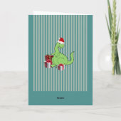 De leuke grappige dinosaurus van de Kerstman van Feestdagen Kaart (Achterkant)