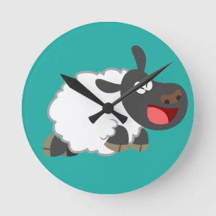 De leuke het Lachen Schapen van de Cartoon Ronde Klok