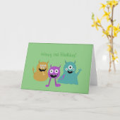 De leuke Kaart van de Verjaardag van Monsters (Gele Bloem)