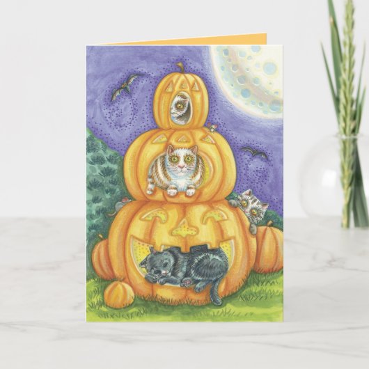 De leuke Kaarten van de Kat van Halloween (Voorkant)