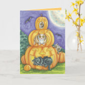 De leuke Kaarten van de Kat van Halloween (Gele Bloem)