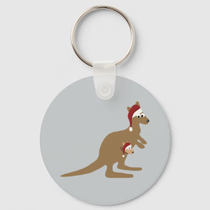 De leuke Kangoeroes van Kerstmis Sleutelhanger