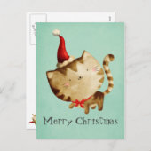 De leuke Kat van Kerstmis Feestdagenkaart (Voorkant / Achterkant)