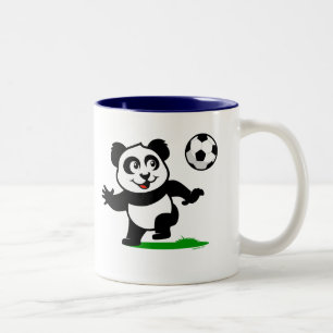 De leuke Panda van het Voetbal Tweekleurige Koffiemok