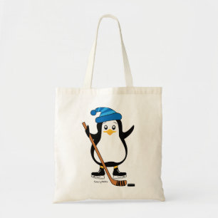 De leuke Pinguïn van het Hockey met de Stok van Tote Bag