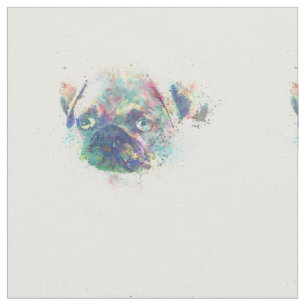 De leuke pug puppywaterverf ploetert abstracte stof