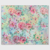 De leuke romantische waterverven van de rozen cadeaupapier (Vlak)