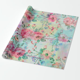 De leuke romantische waterverven van de rozen cadeaupapier