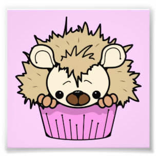DE LEUKE ROZE EGEL CUPCAKE HAPP VAN DE PASTELKLEUR FOTO AFDRUK