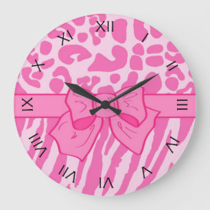 De leuke Roze Gestreepte Dierlijke Druk van de Grote Klok